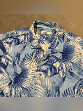 Tommy Bahama Shirt Mens XXL Big Blue Rayon Loop Collar Floral Hawaiian Tropical